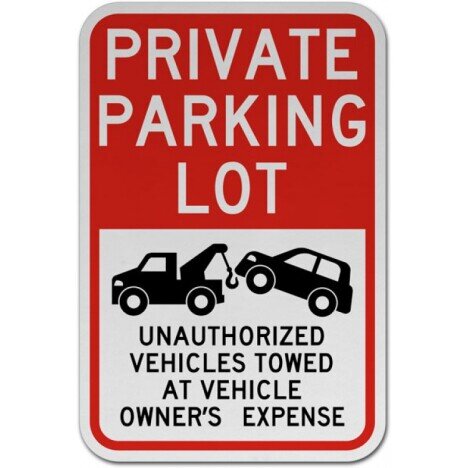 Private Parking Lot Unauthorized Vehicles sign